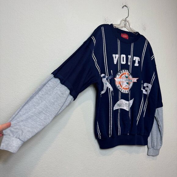 Vintage Voit Baseball Shirt, Dark Blue with White and Gray Sleeves Men's size L - Picture 8 of 9